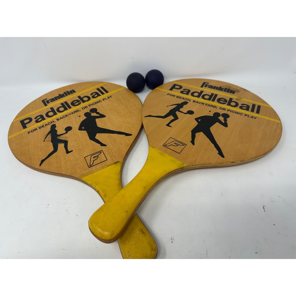 Franklin Paddleball Set 2 Wooden Paddles 2 RubberBalls Beach BackyardPicnic Play